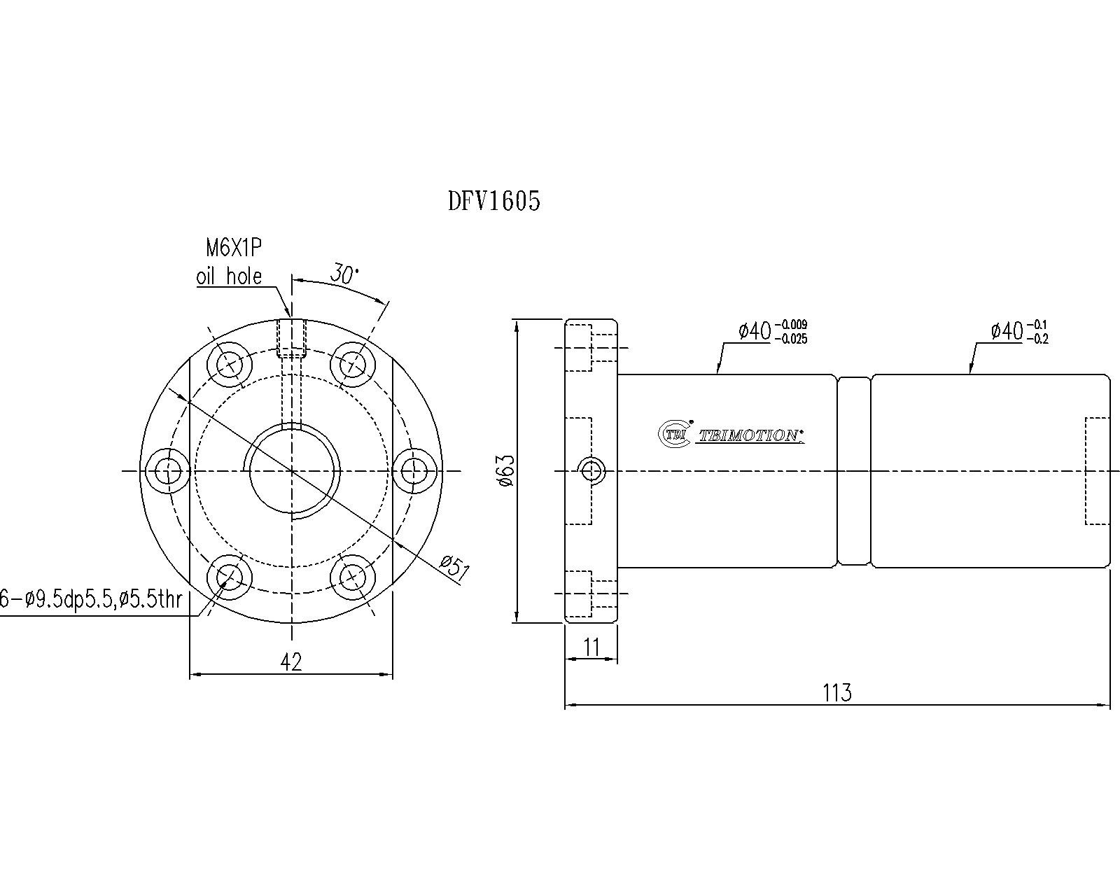 DFV01605-4.8滚珠丝杆螺母TBI品牌南京哈宁现货供应