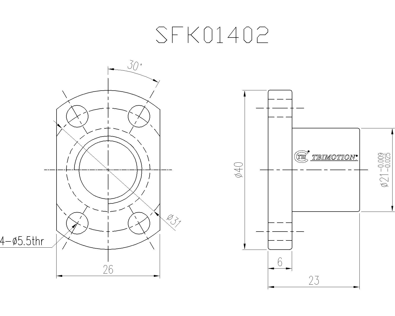 SFK01402滚珠丝杆螺母TBI品牌南京哈宁现货供应