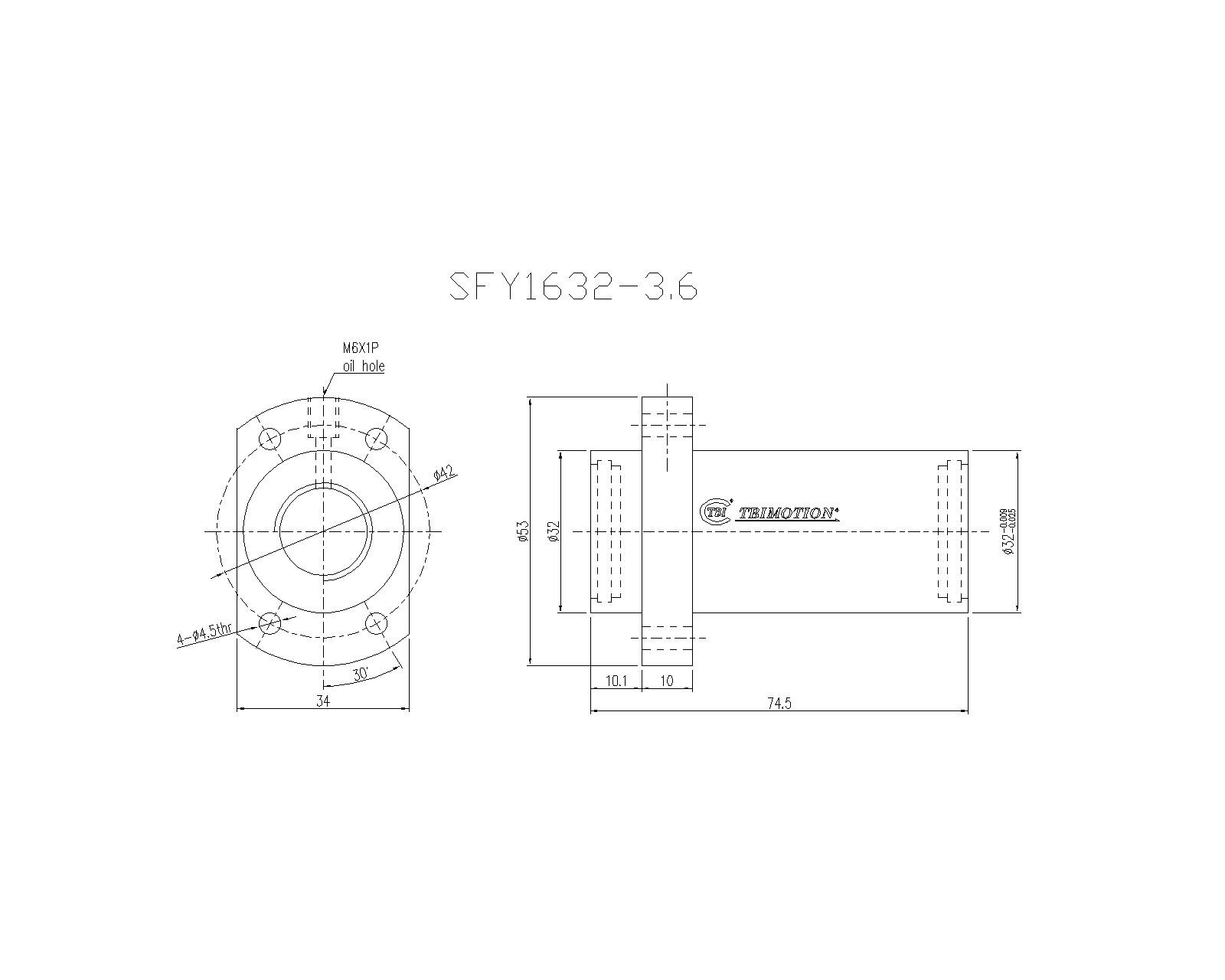 SFY01632-3.6滚珠丝杆螺母TBI品牌南京哈宁现货供应